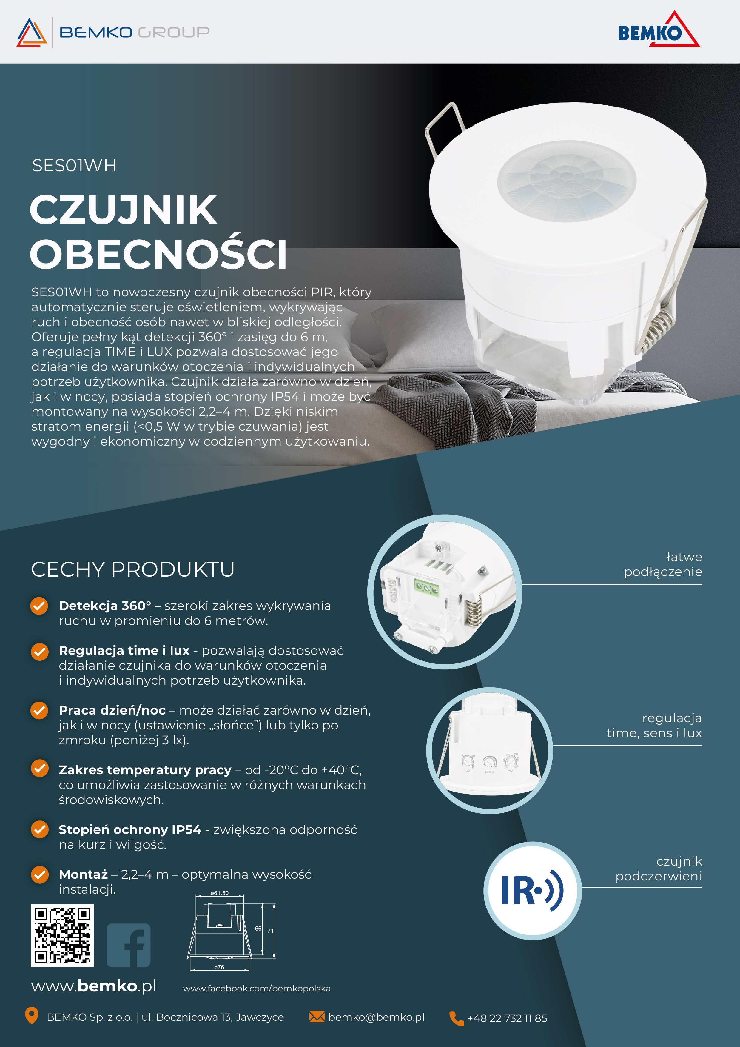 Nowoczesny Czujnik Obecności SES01WH – Inteligencja i Oszczędność